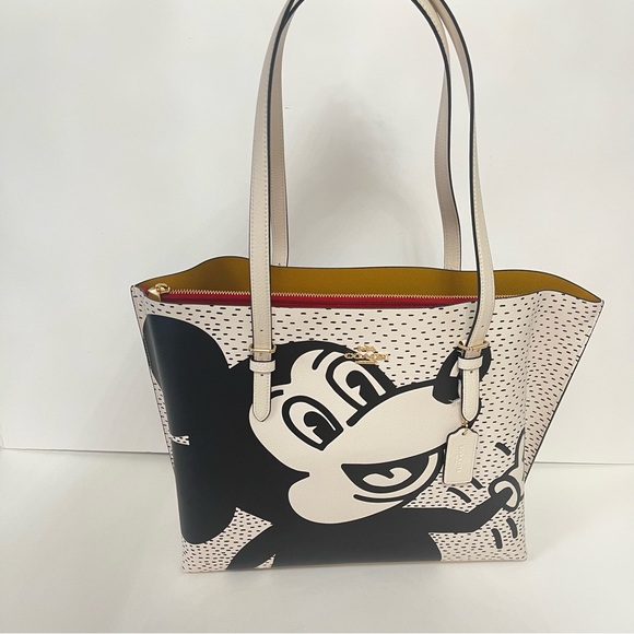 Coach Disney Mickey Mouse X Keith Haring Mollie Tote / Black, Gold & Chalk Multi - Picture 6 of 17
